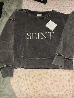 SEINT Washed Charcoal Crewneck Sweatshirt — Women